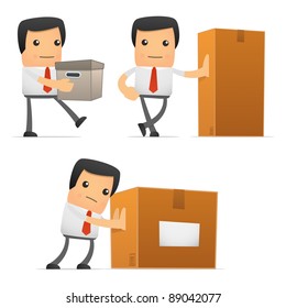 set of funny cartoon manager in various poses for use in presentations, etc.