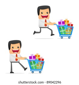 set of funny cartoon manager in various poses for use in presentations, etc.