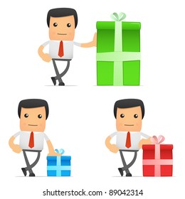set of funny cartoon manager in various poses for use in presentations, etc.