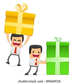 set of funny cartoon manager in various poses for use in presentations, etc.