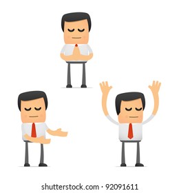 set of funny cartoon manager in various poses for use in presentations, etc.