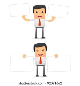set of funny cartoon manager in various poses for use in presentations, etc.