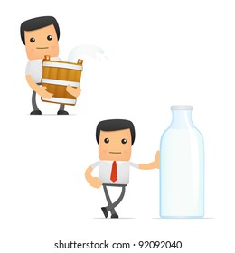 set of funny cartoon manager in various poses for use in presentations, etc.