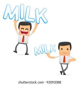set of funny cartoon manager in various poses for use in presentations, etc.
