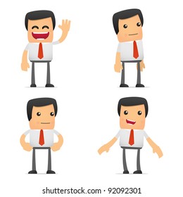 set of funny cartoon manager in various poses for use in presentations, etc.