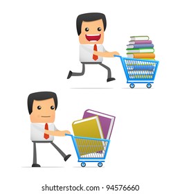 set of funny cartoon manager in various poses for use in presentations, etc.