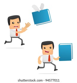 set of funny cartoon manager in various poses for use in presentations, etc.