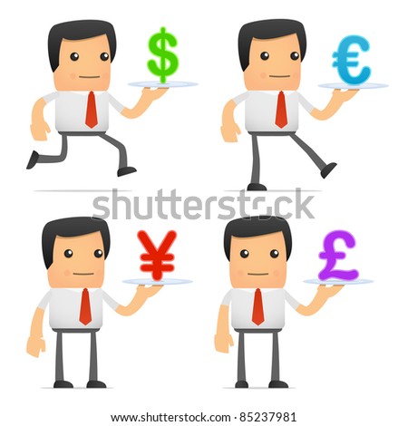 set of funny cartoon manager in various poses for use in presentations, etc.