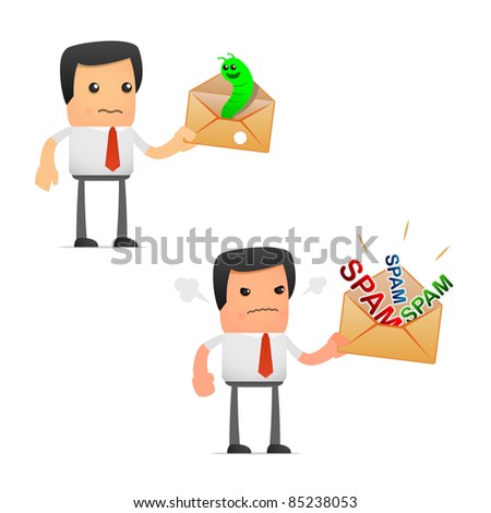 set of funny cartoon manager in various poses for use in presentations, etc.