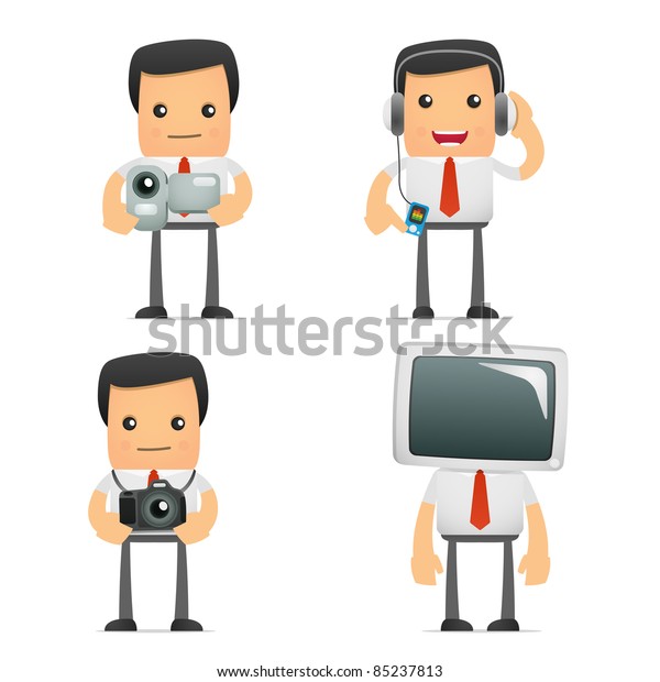 set of funny cartoon manager in various poses for\
use in presentations, etc.