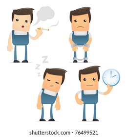 set of funny cartoon mechanic in various poses for use in presentations, etc.