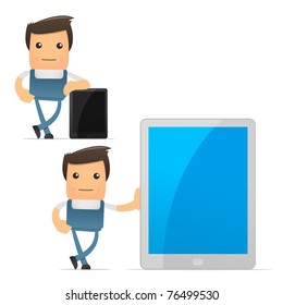 set of funny cartoon mechanic in various poses for use in presentations, etc.