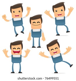 set of funny cartoon mechanic in various poses for use in presentations, etc.