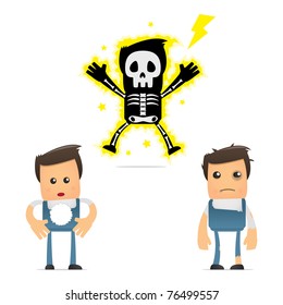 set of funny cartoon mechanic in various poses for use in presentations, etc.