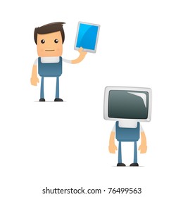set of funny cartoon mechanic in various poses for use in presentations, etc.
