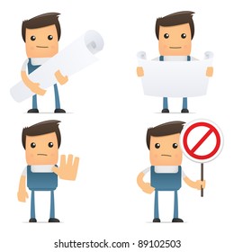 set of funny cartoon mechanic in various poses for use in presentations, etc.
