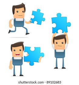 set of funny cartoon mechanic in various poses for use in presentations, etc.