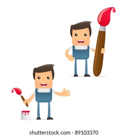 set of funny cartoon mechanic in various poses for use in presentations, etc.