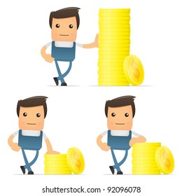 set of funny cartoon mechanic in various poses for use in presentations, etc.
