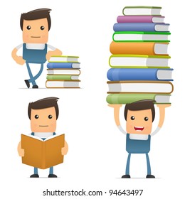 set of funny cartoon mechanic in various poses for use in presentations, etc.