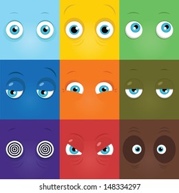 Set of funny cartoon monster eyes