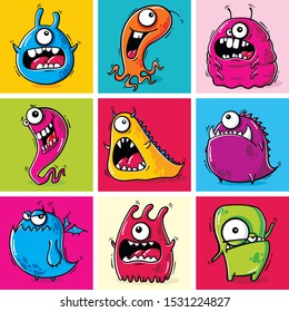 Set of funny cartoon monsters 