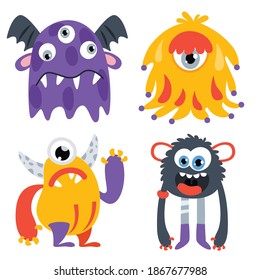 Set of funny cartoon monsters