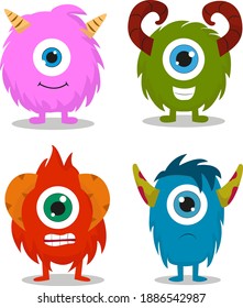 Set of funny cartoon monsters