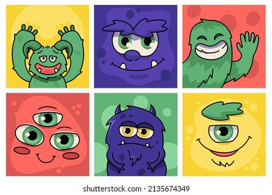 Set of funny cartoon monsters