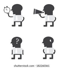 set of funny cartoon office worker in various poses for use in presentations, etc.