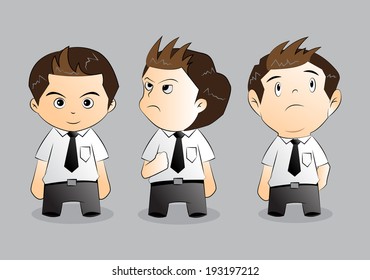 set of funny cartoon office worker in various poses