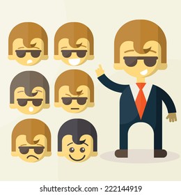 set of funny cartoon office worker in various poses for use in presentations, etc.