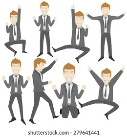 set of funny cartoon office worker in various poses for use in presentations, etc.