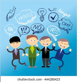 set of funny cartoon office worker in various poses for use in presentations, etc.
