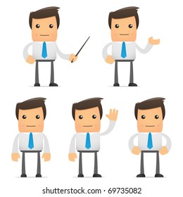 set of funny cartoon office worker in various poses for use in presentations, etc.