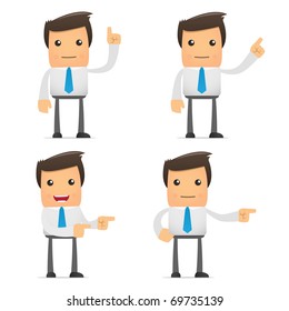 Set Of Funny Cartoon Office Worker In Various Poses For Use In Presentations, Etc.