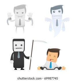 set of funny cartoon office worker in various poses for use in presentations, etc.