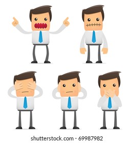 set of funny cartoon office worker in various poses for use in presentations, etc.