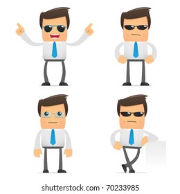 set of funny cartoon office worker in various poses for use in presentations, etc.