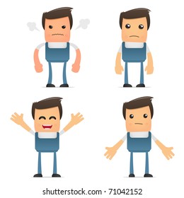 set of funny cartoon office worker in various poses for use in presentations, etc.