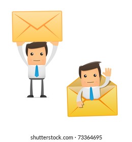 set of funny cartoon office worker in various poses for use in presentations, etc.
