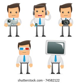 set of funny cartoon office worker in various poses for use in presentations, etc.