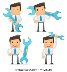 set of funny cartoon office worker in various poses for use in presentations, etc.