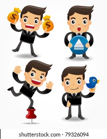 set of funny cartoon office worker