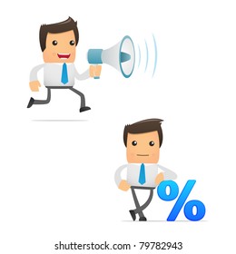 set of funny cartoon office worker in various poses for use in presentations, etc.
