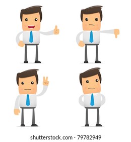 set of funny cartoon office worker in various poses for use in presentations, etc.