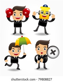 set of funny cartoon office worker