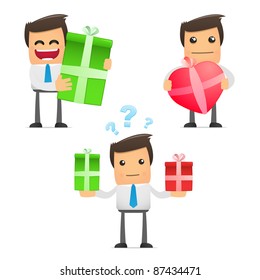 set of funny cartoon office worker in various poses for use in presentations, etc.