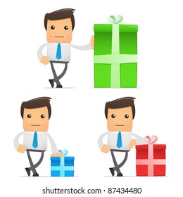 set of funny cartoon office worker in various poses for use in presentations, etc.