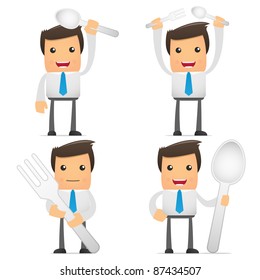 set of funny cartoon office worker in various poses for use in presentations, etc.